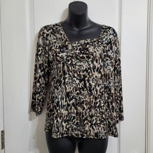Artex Chic Floral/Abstract Print 3/4 Sleeve Blouse Sz Med